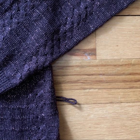 New York & Company Purple Metallic V-neck Sweater - Large - Picture 8 of 13